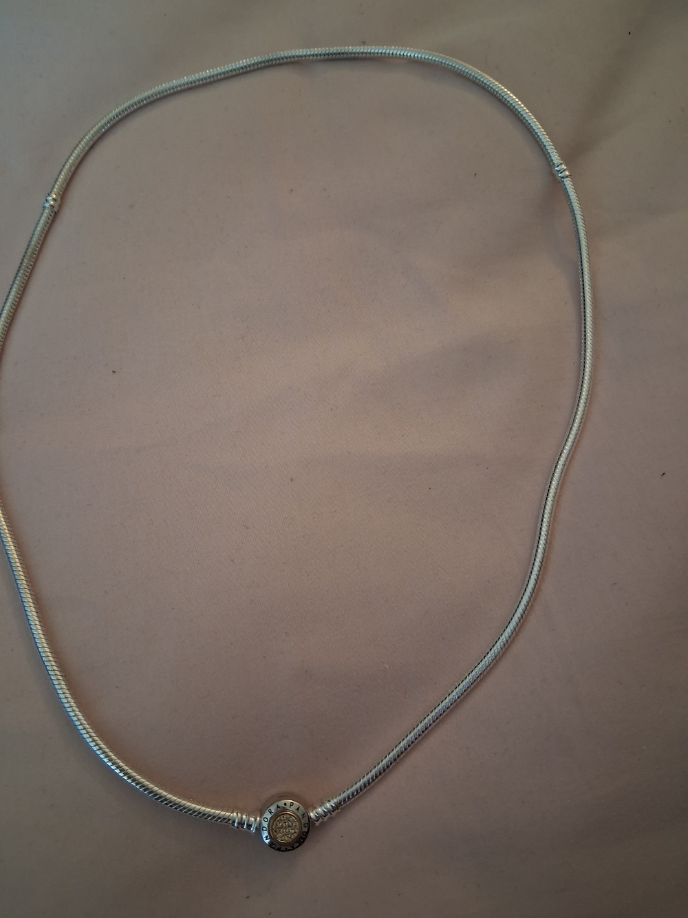 Pandora Silver Snake Chain Necklace with Round Logo Clasp Price Is Firm
